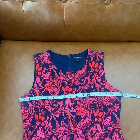 Lands End Women Sz 10 Sleeveless Ponte Knit Floral Sheath Dress Paisley Pockets - Picture 10 of 12